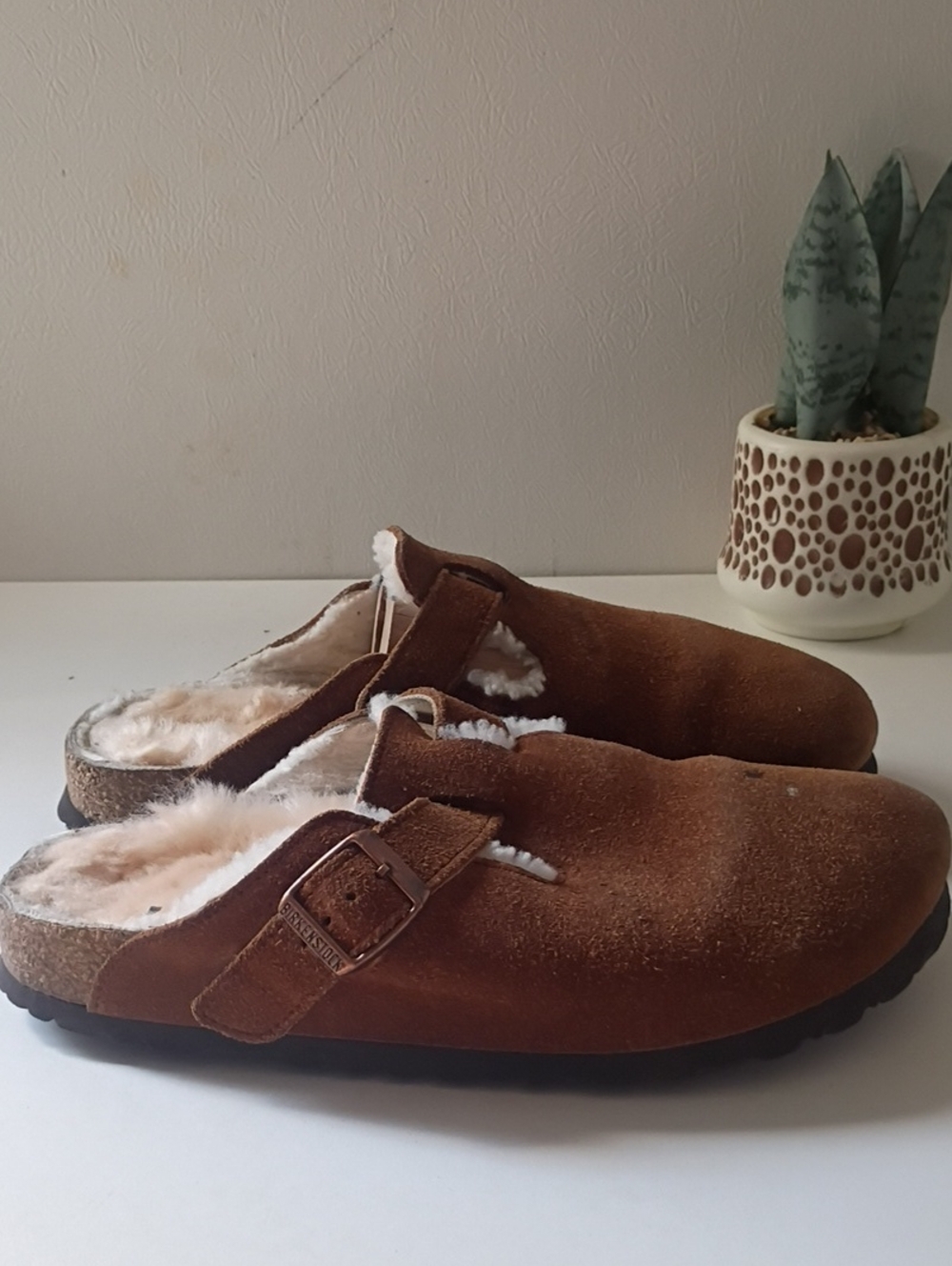 Birkenstock Boston Taupe Suede Clog with Buckle size 39 women's 8-8.5